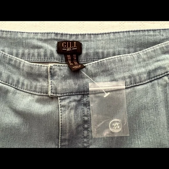 A350330 G.I.L.I. Dual Stretch Side Button Flare Jeans LIGHT WASH Size 10 Boho - Picture 6 of 9